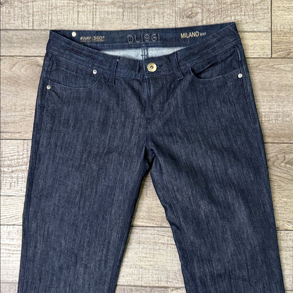 DL1961 Women's 4Way Stretch Dark Indigo Milano Boot Cut Jeans - Picture 5 of 14